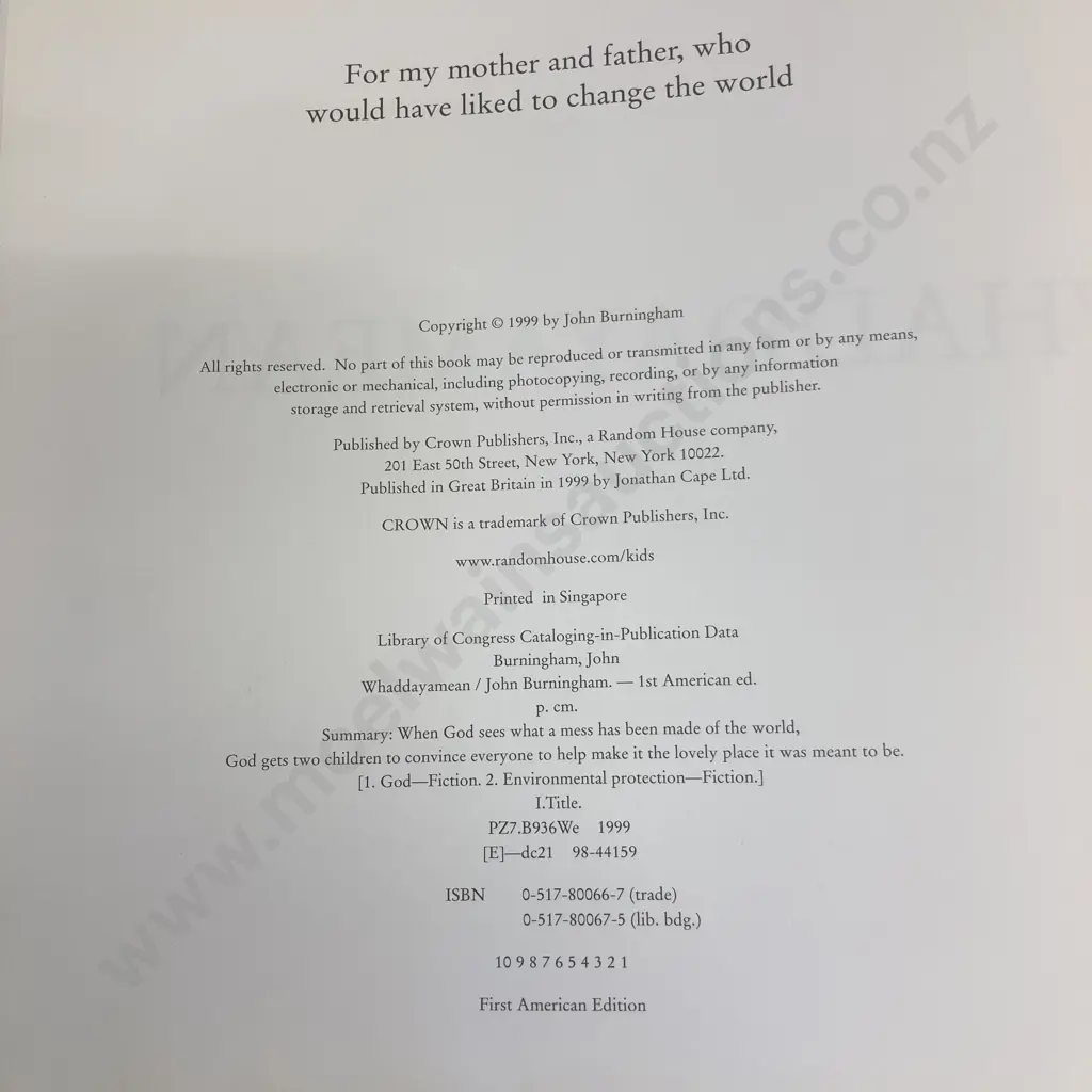 Rare Book - Whaddayamean by John Burningham 1st American Edition, Oversized Hardcover, 1999 Crown Publishers New York Image 1++