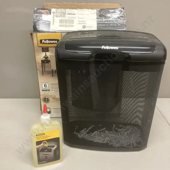 Fellowes Powershred M-6C Cross Cut Paper Shredder & 12oz Bottle of Oil