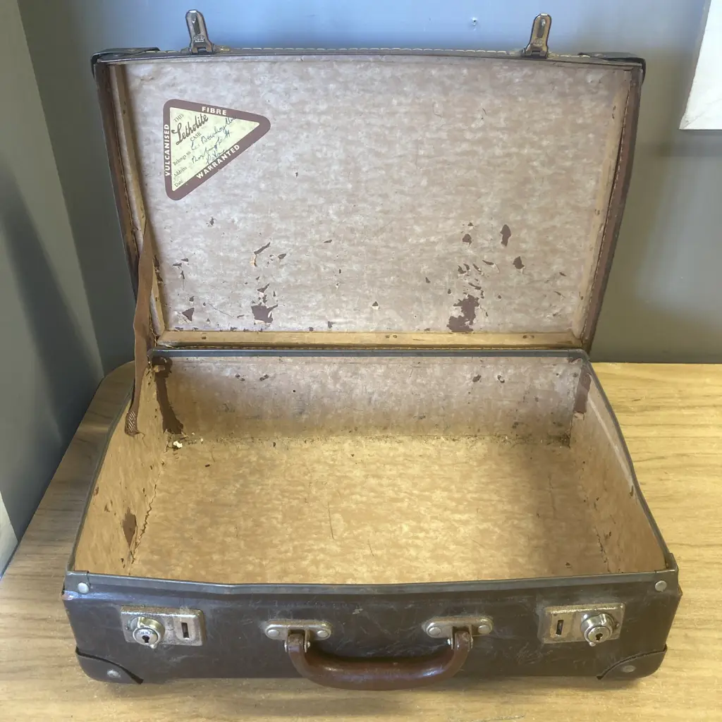 Vintage Brown Letholite Case & Blue Tall Case Image 1++