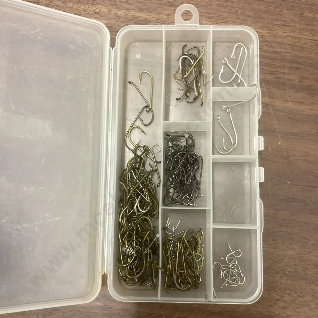 Lot of 5 Plastic Sorter Bins, Hooks, Sinkers & Rig Gear Image 1++