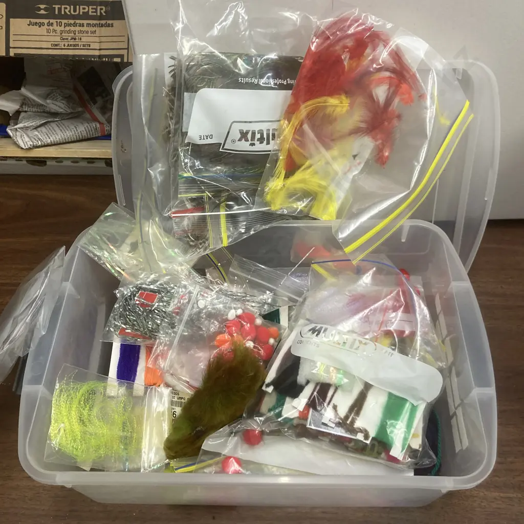 4 x Containers of Feathers, Fur Etc Image 1++