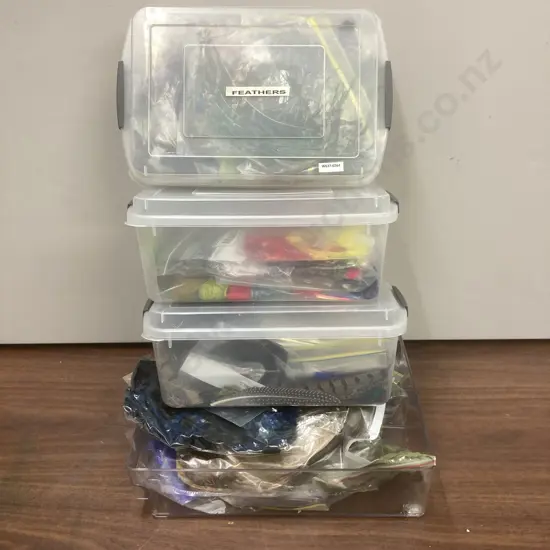 4 x Containers of Feathers, Fur Etc