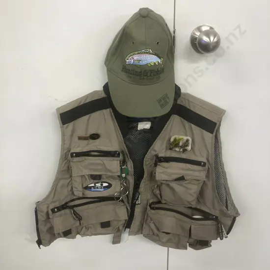 CD Rods Fly Fishing Vest With a Hunting & Fishing "Trout" Cap