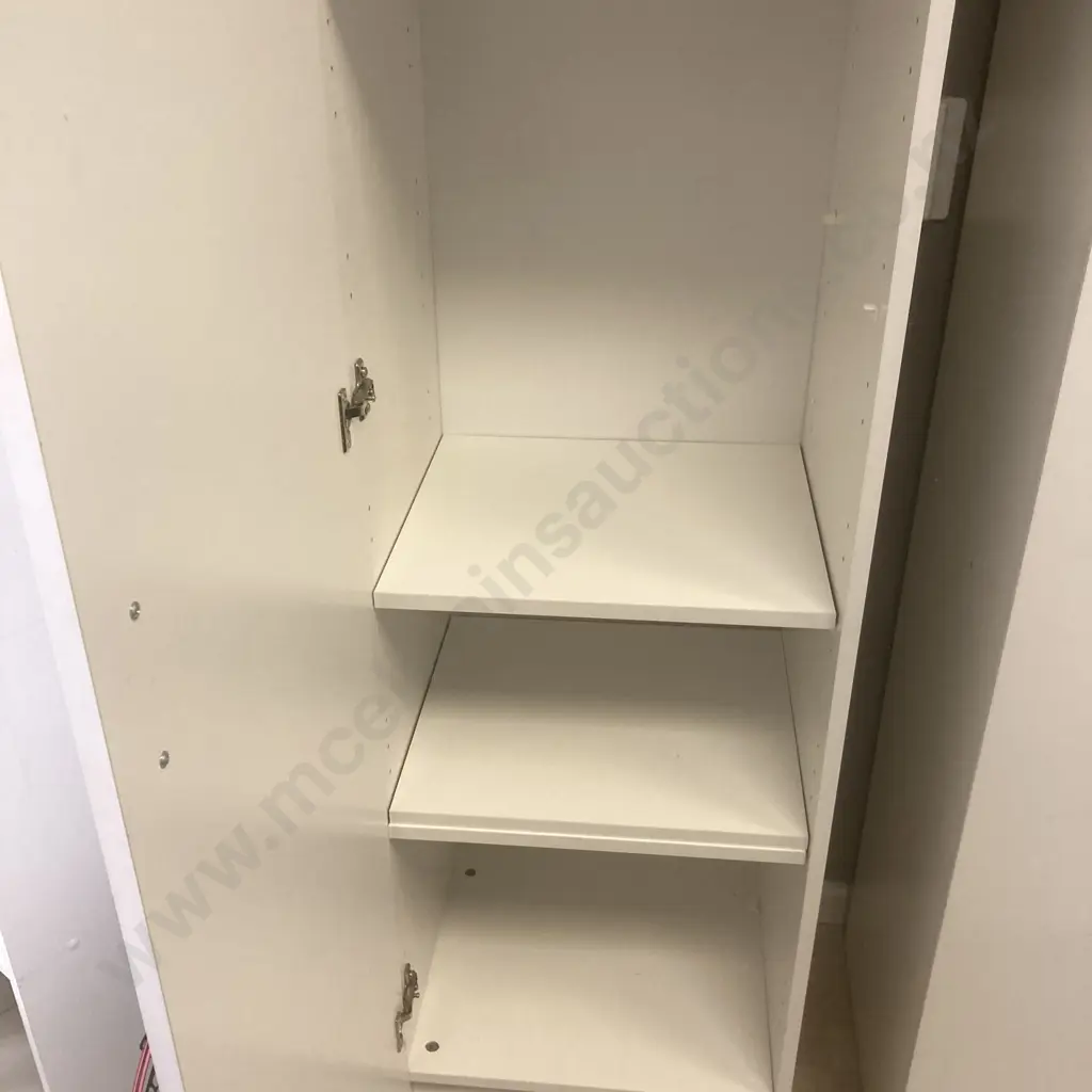 White Single Door Cabinet, Shelved, H180 W45 D40cm Image 1++