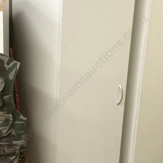 White Single Door Cabinet, Shelved, H180 W45 D40cm
