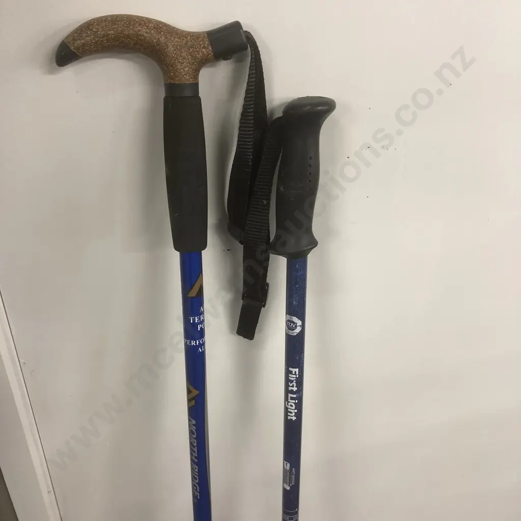 Anti Shock Walking Sticks - North Ridge 'T' Grip Cork Handle & First Light Image 1++