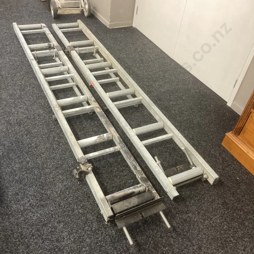 HDM Mobile Work Bench - 2 x 2.4m Fenced Roller Tables (No Centre Bench) Image 1++