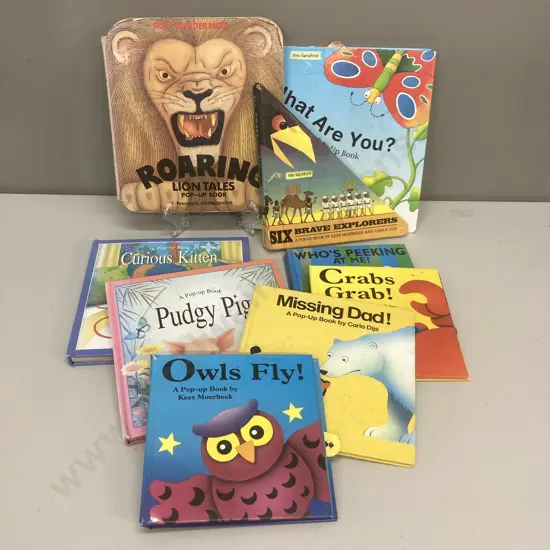 Pop-Up Books x 9 - Six Brave Explorers, Pudgy Pig, What Are You?, Roaring Lion Tales Etc