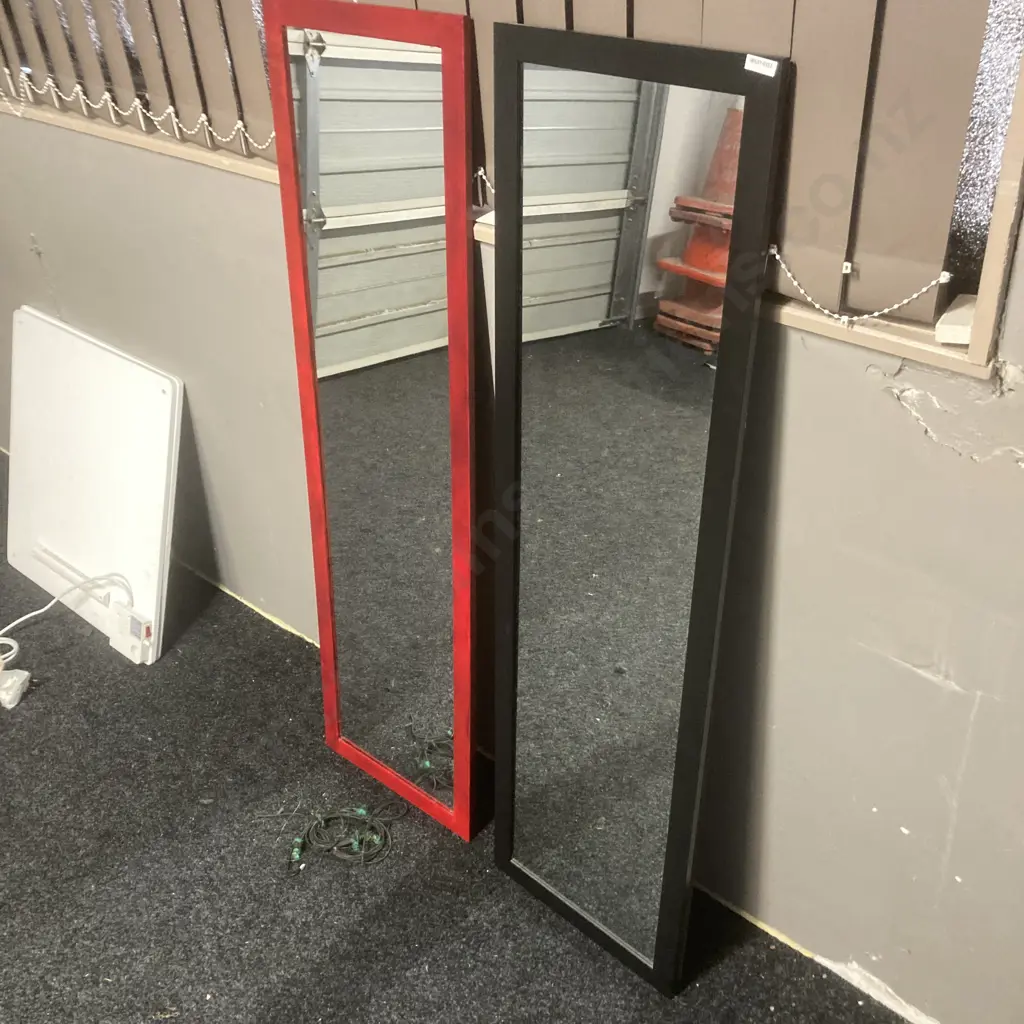 Red & Black Wall Hung Mirrors, 125 x 36cm Image 1++