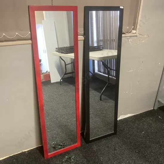 Red & Black Wall Hung Mirrors, 125 x 36cm