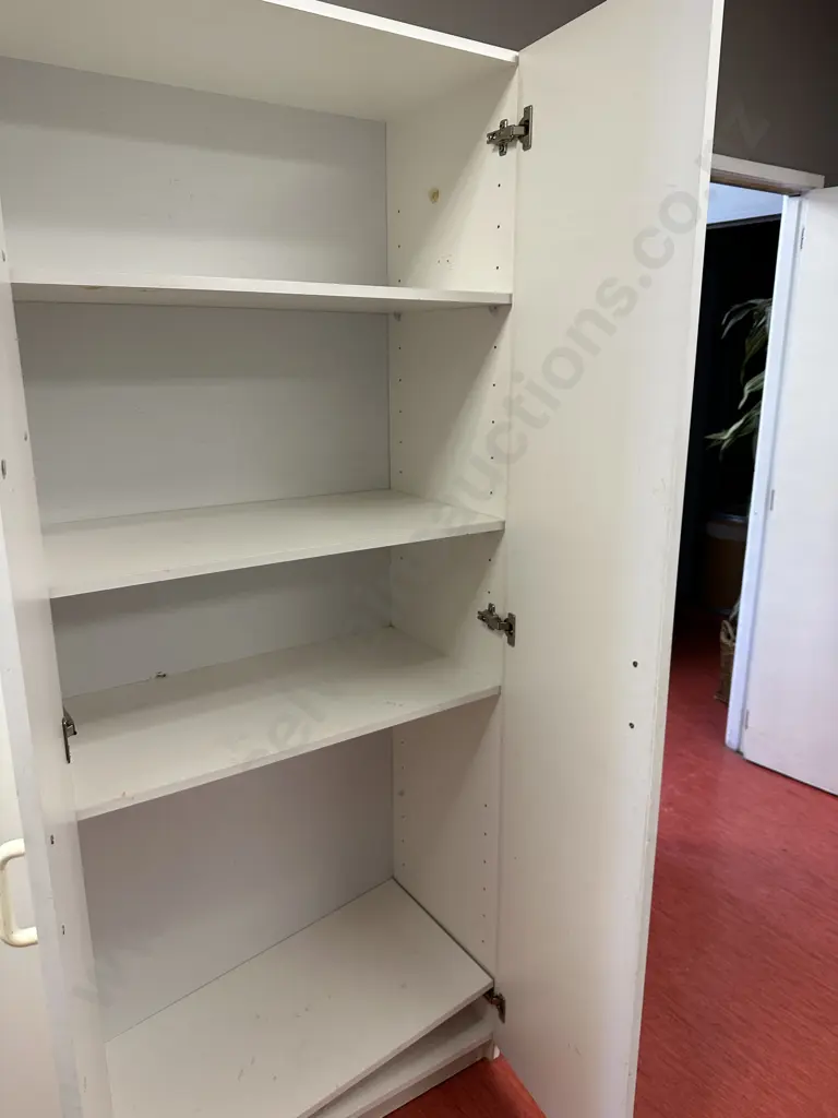 White Double Door Cupboard, White Handles, 3 Shelves, H196 W80 D43cm Image 1++