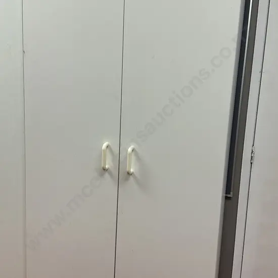 White Double Door Cupboard, White Handles, 3 Shelves, H196 W80 D43cm