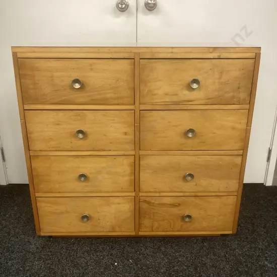 Vintage Rimu 8 Drawer Chest of Drawers With Formica Top, H88 W91.5 D38cm