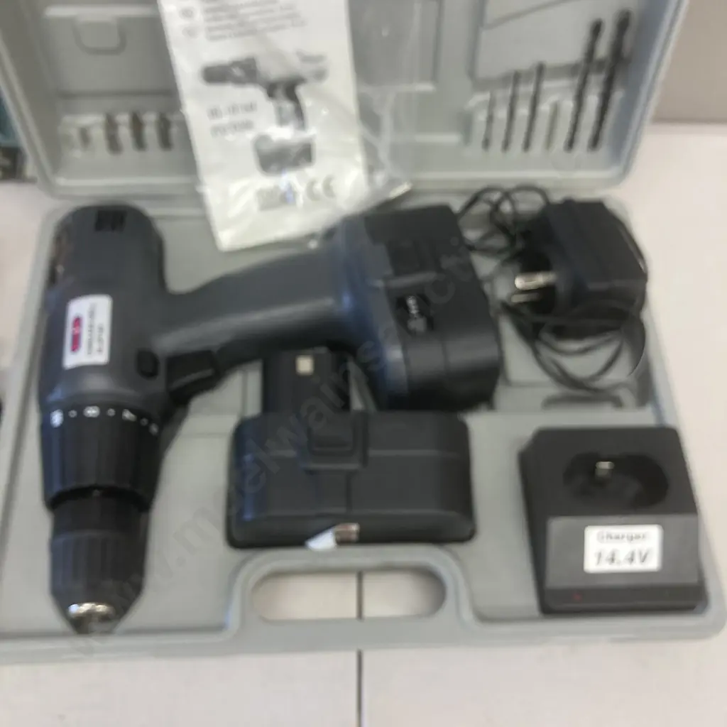 Pro-Max 14.4V Cordless Drill, 2 x Batteries, Charger, With B&D 1400W Heatgun Image 1++