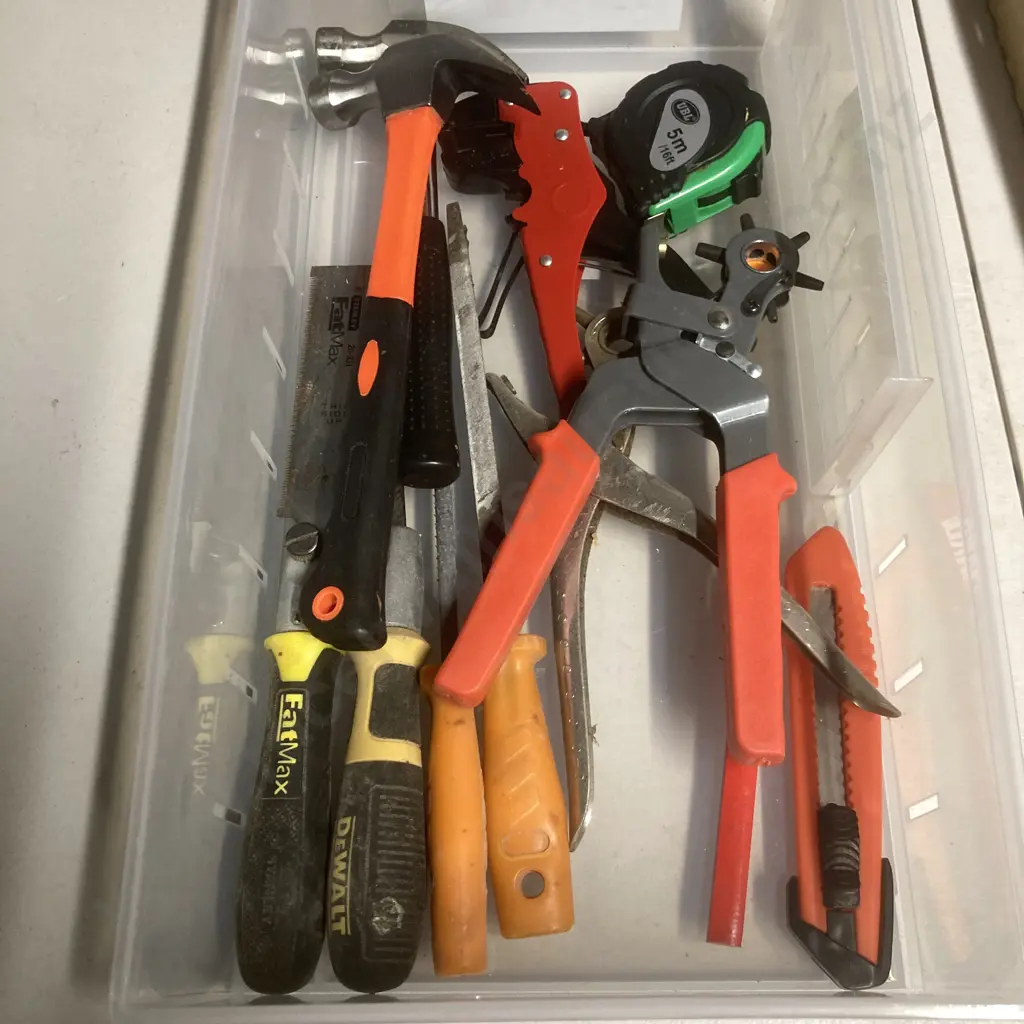 Bin of Handtools, Tape Etc Image 1++