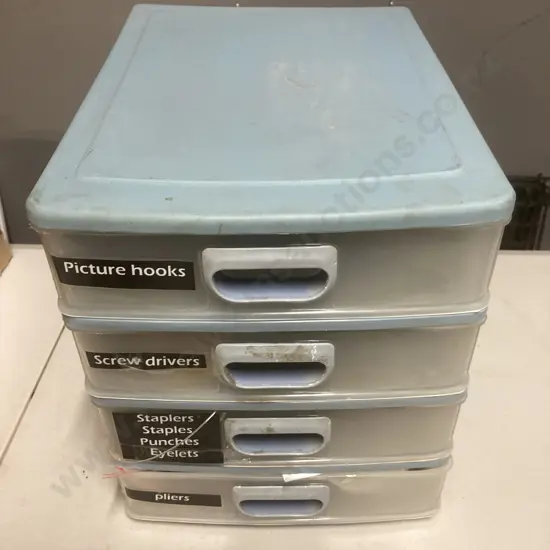 Sorter Drawers, Craft Knives, Staples, Plastic Bags Etc