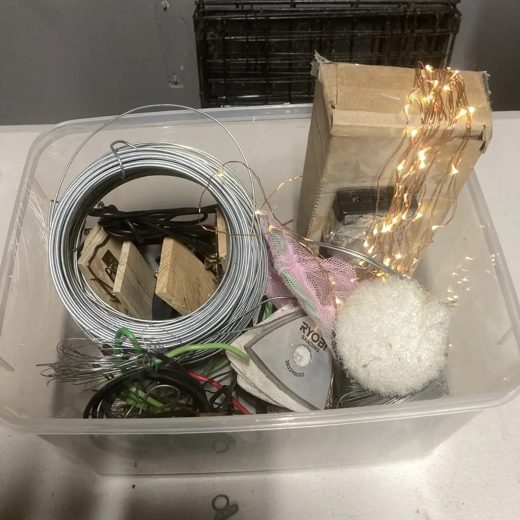 Bin of Tie Wire, Wire Seed Light Etc Image 1++