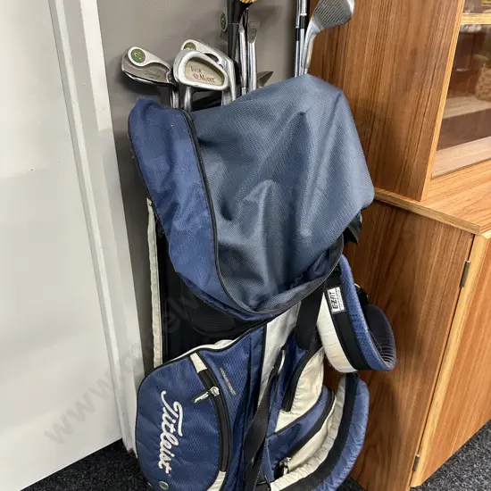 Assorted Golf Clubs In A Titleist Bag