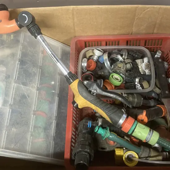 Box Lot Hose & Watering Fittings Etc