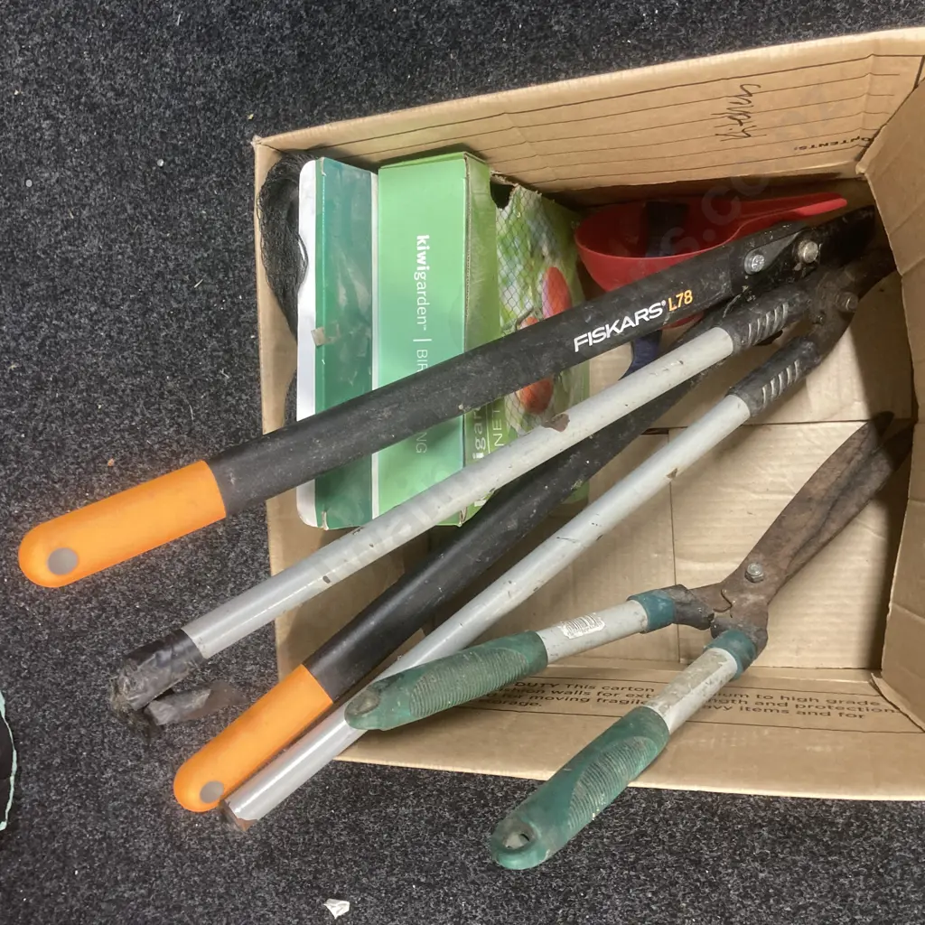 Box lot Pruners, Loppers, Bird Netting Etc Image 1++