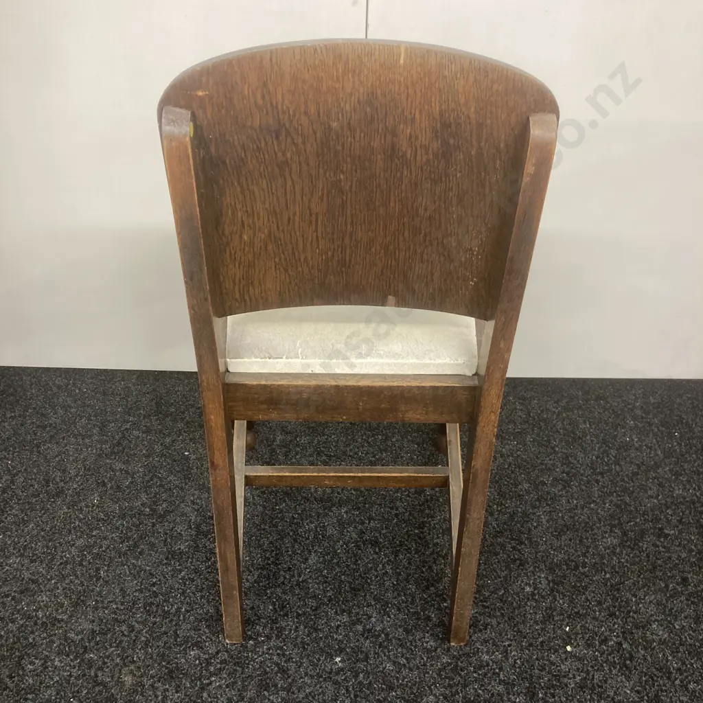 Vintage Oak Dining Chair With Vinyl Seat Image 1++
