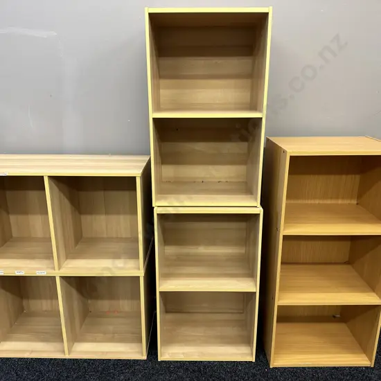 Assorted Wood Look Storage Units x 4