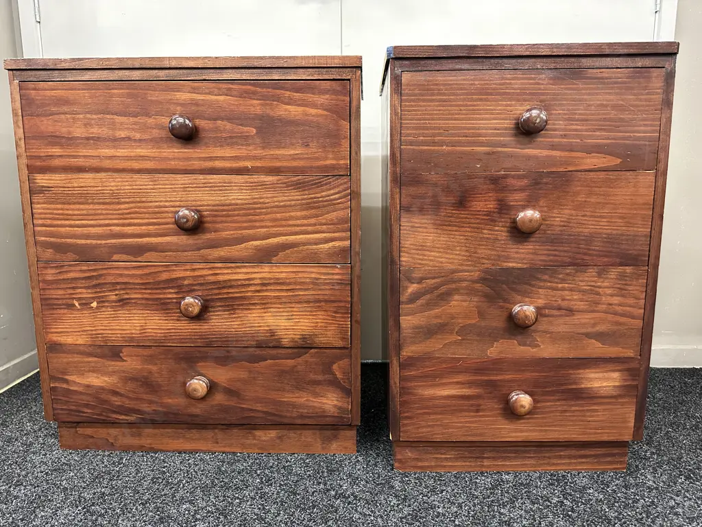 Solid Pine Colonial Style 4 Drawer Chests Of Drawers x 2 Image 1++