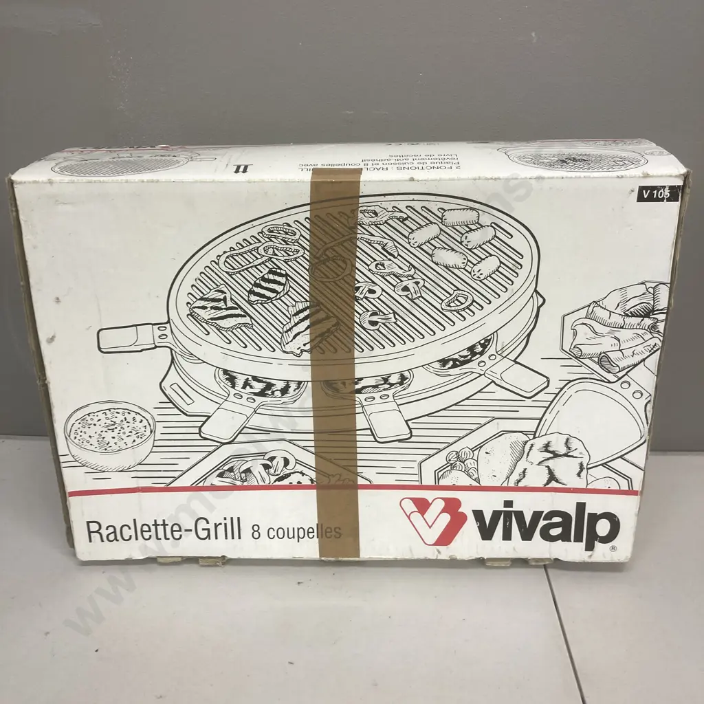 Vintage Vivalp (France) Raclette Indoor Grill V105 with 8 Pans, 1980s Image 1++