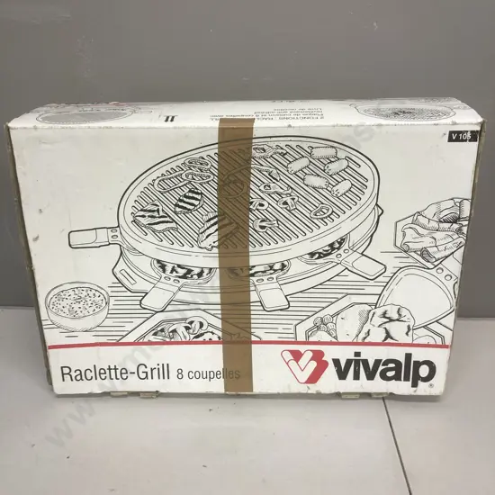 Vintage Vivalp (France) Raclette Indoor Grill V105 with 8 Pans, 1980s