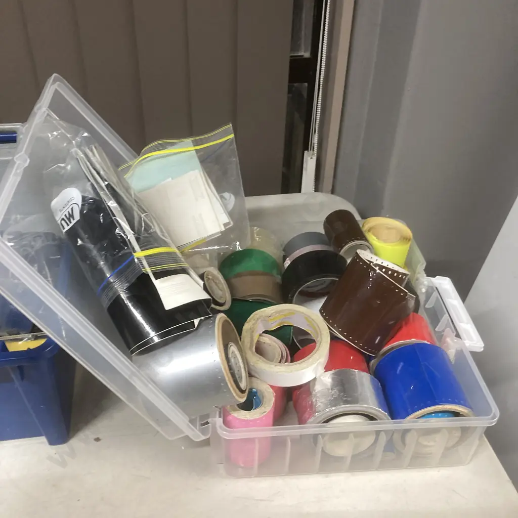 Clear Case Assorted Tapes, Labels Etc Image 1++