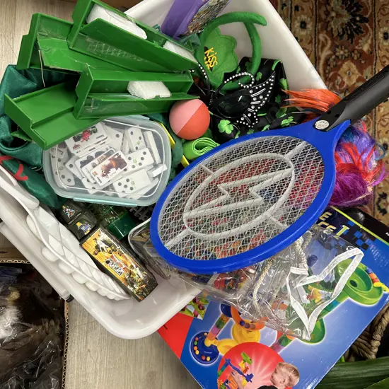 Clear Bin of Childrens Toys