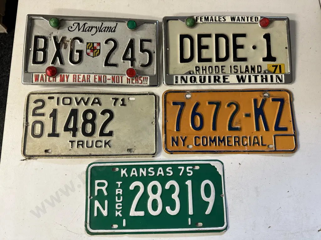 Vintage American Number Plates x 5 - Truck, Commercial Etc Image 1++