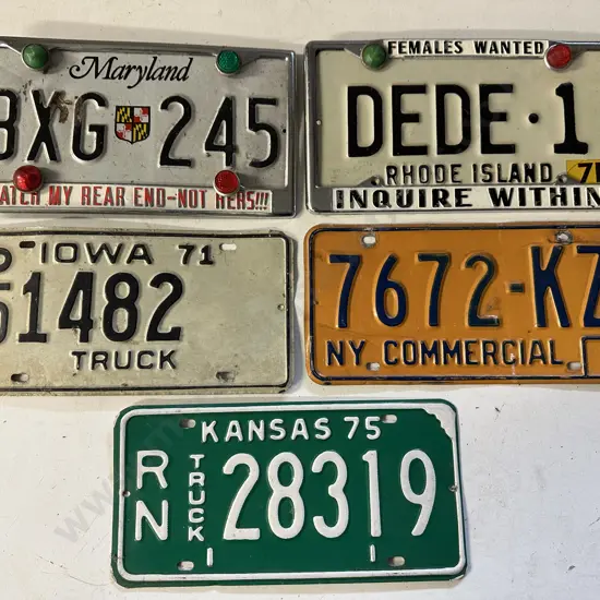 Vintage American Number Plates x 5 - Truck, Commercial Etc