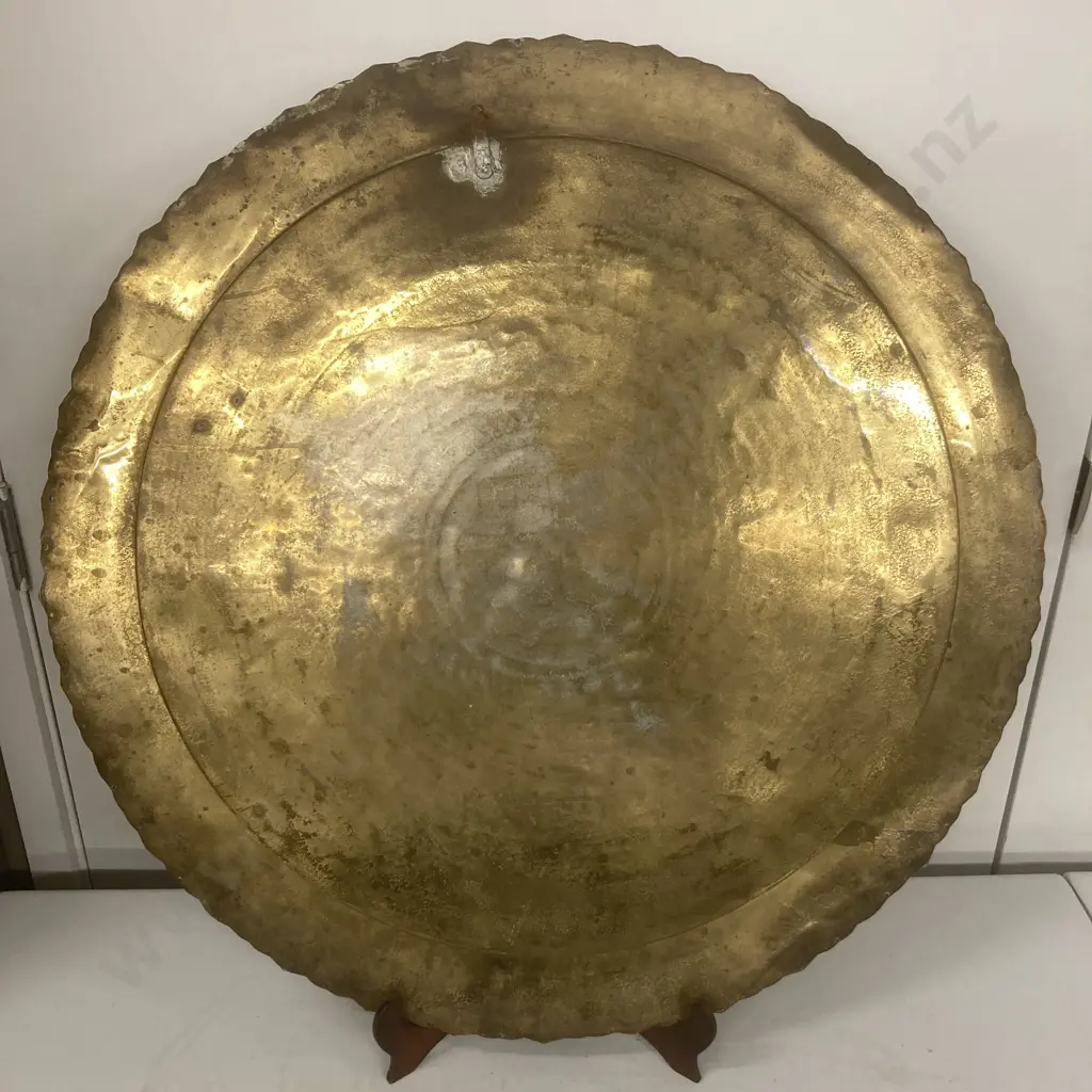 Vintage Japanese Large Etched Brass Tray, 3.5 x 65.5cm Image 1++