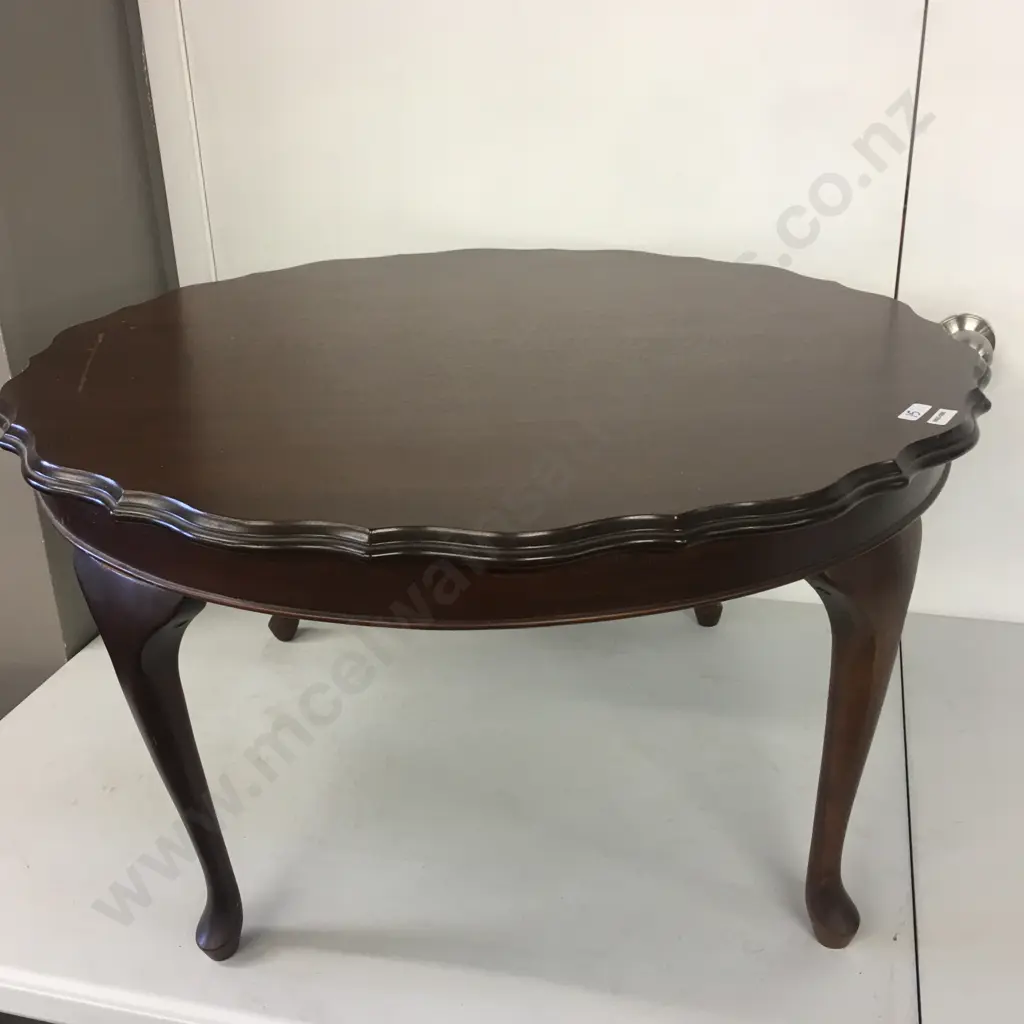 Queen Anne Style Round Occasional Table, Scalloped Edge, 42 x 79cm Image 1++