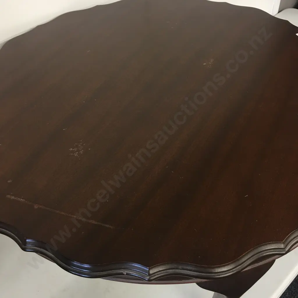 Queen Anne Style Round Occasional Table, Scalloped Edge, 42 x 79cm Image 1++