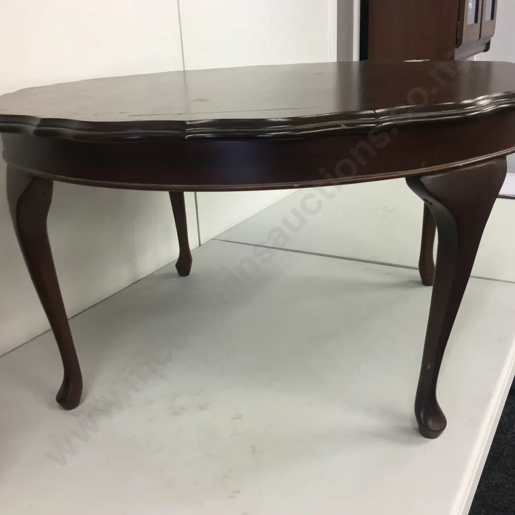 Queen Anne Style Round Occasional Table, Scalloped Edge, 42 x 79cm Image 1++