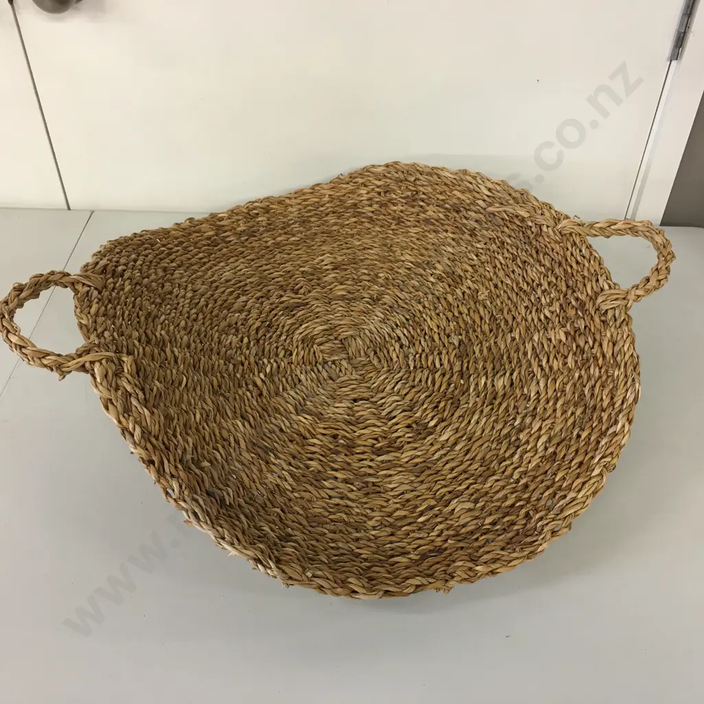 Large Cane Double Handled Serving Tray, 60 x 53cm Image 1++