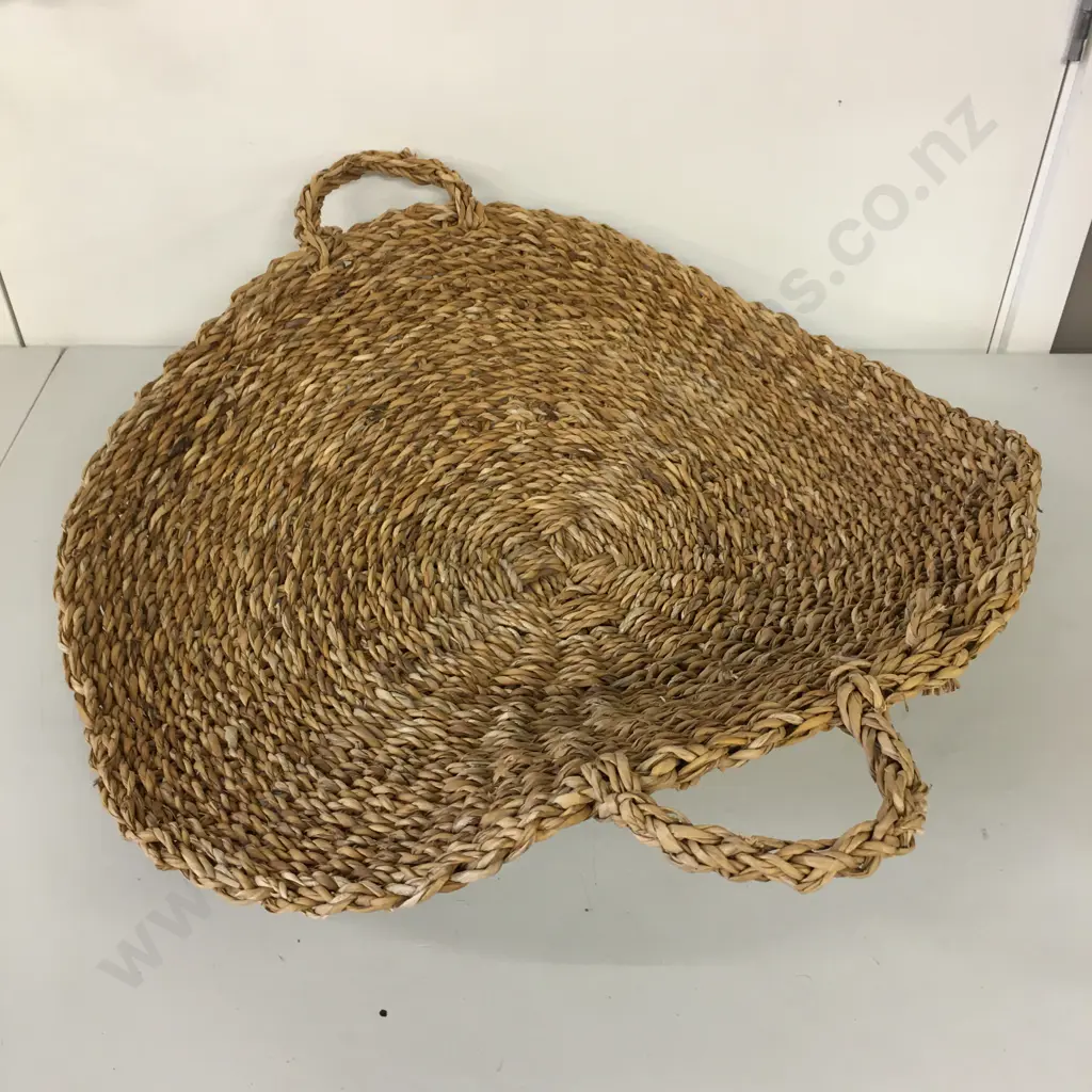 Large Cane Double Handled Serving Tray, 60 x 53cm Image 1++