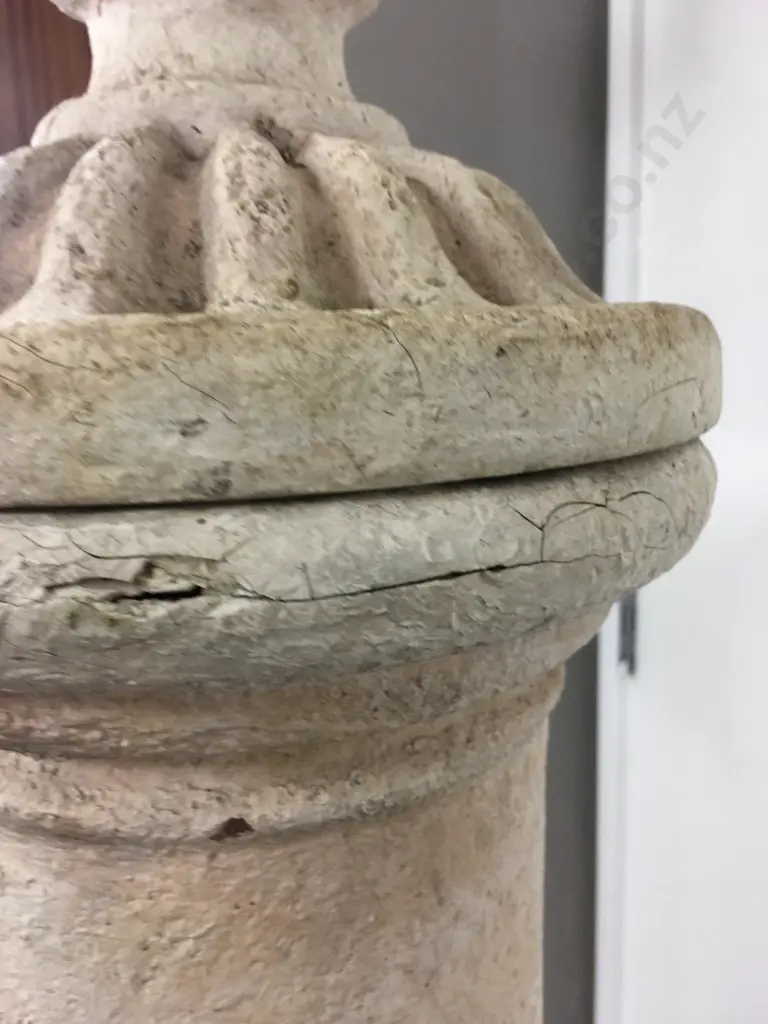 Classical Style Garden Urn On Plinth, Plastic, 37.5cm x 36cm On 121 x 31 x 31cm Plinth, Vintage Condition Image 1++