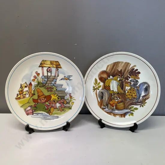 Two Avondale NZ Pottery "Nursery Novelties" Plates Dia25cm
