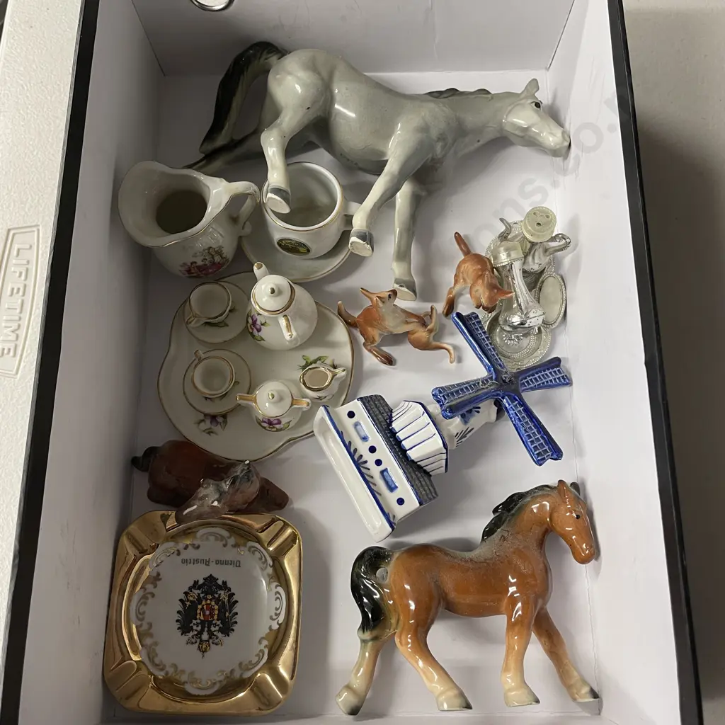 Box of Collectables including miniature dolls teaset Image 1++