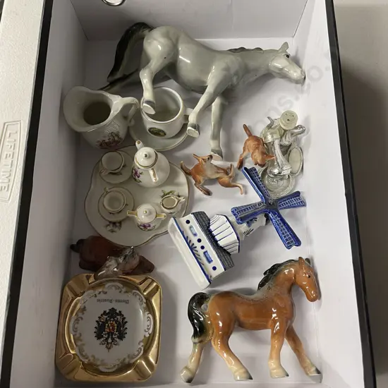 Box of Collectables including miniature dolls teaset