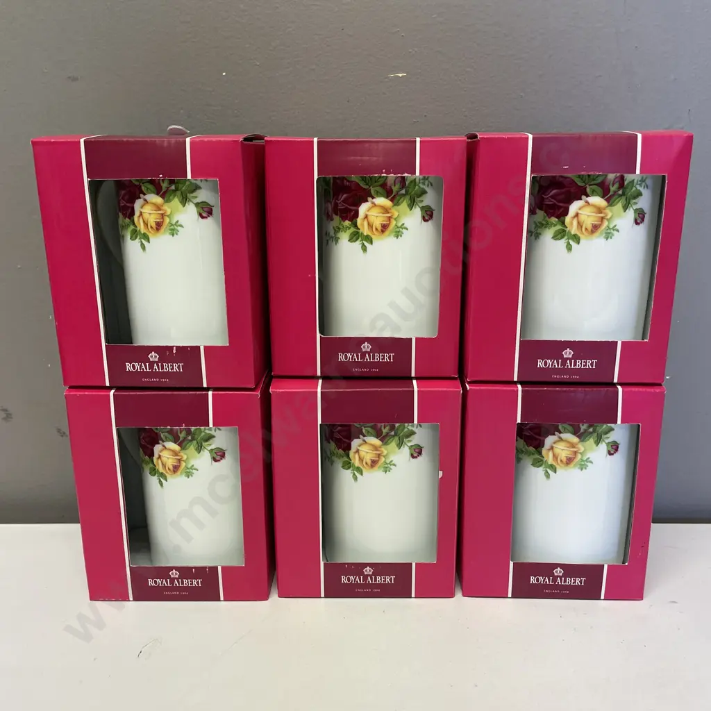 As New Boxed set of 6 Royal Albert Old Country Roses Coffee Mugs Image 1++