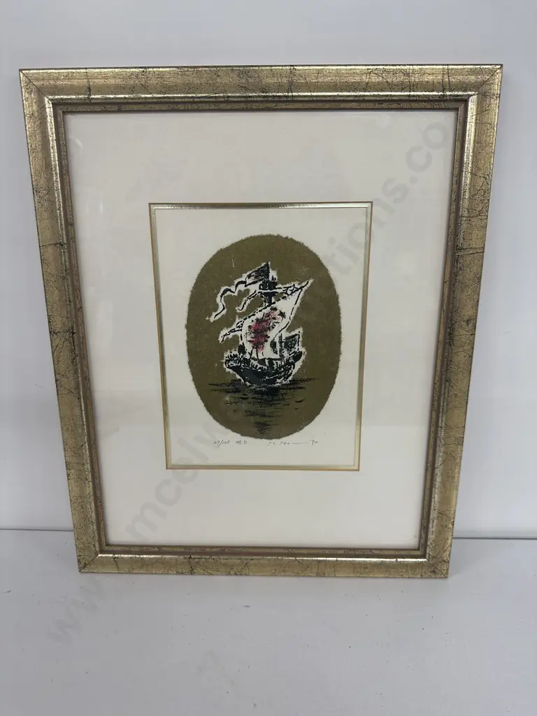Framed Signed Artwork, Ship Scene 27/125, 40 x 32cm Image 1++