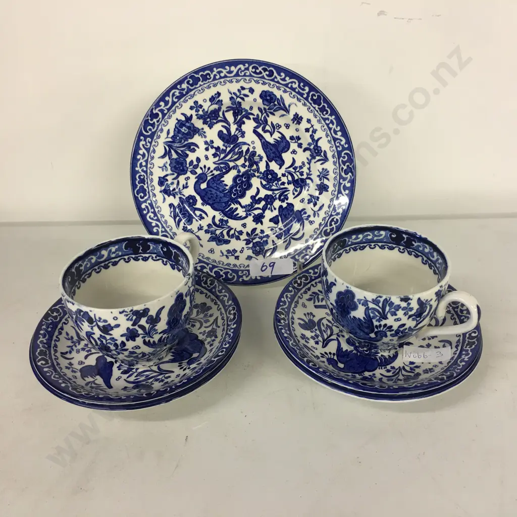 Burleigh Ware Trios, Duo And Saucers x2 Image 1++