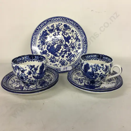 Burleigh Ware Trios, Duo And Saucers x2