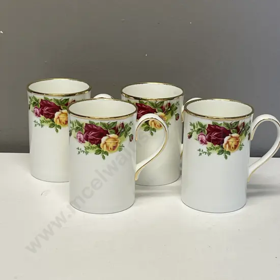 Set of 4 Royal Albert Country Roses Coffee Mugs