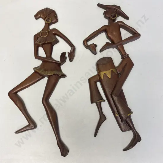 Mid Century Dancing Wall Hung Figurines H44cm