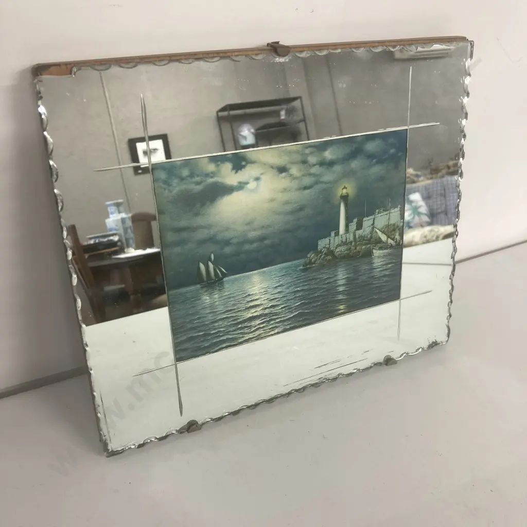 Vintage Scalloped Pentagram Mirror Picture & Rectangular Mirror Picture (af) Image 1++